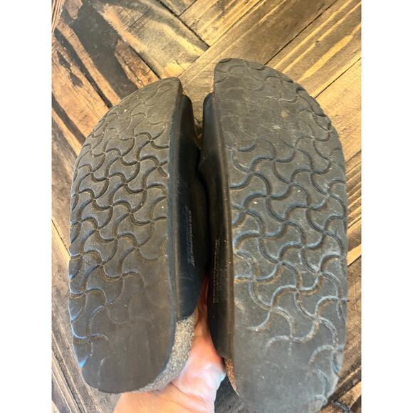 Birkenstock Double Strap Sandals Womens 37 US 6 Black Leather Slip On Shoes Boho - Picture 8 of 9